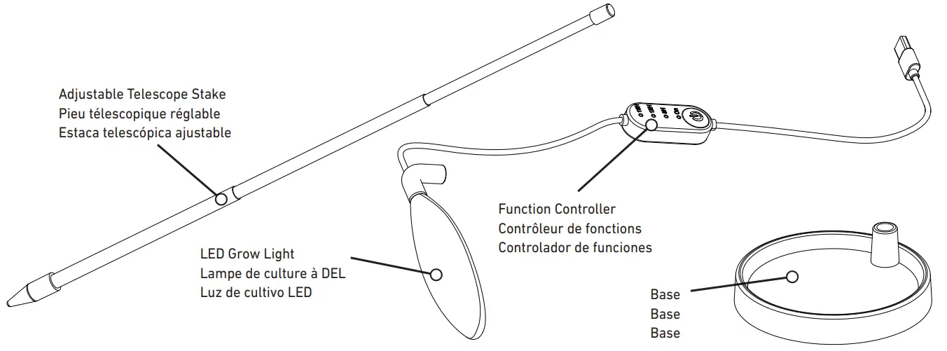 GoodEarth GL1349-WHG-15LF0-G USB Pole Stake, Base Full Spectrum LED Grow Light-fig2