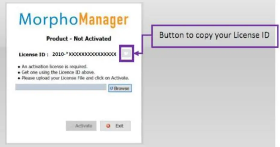 IDEMIA MorphoManager Software - Activation screen