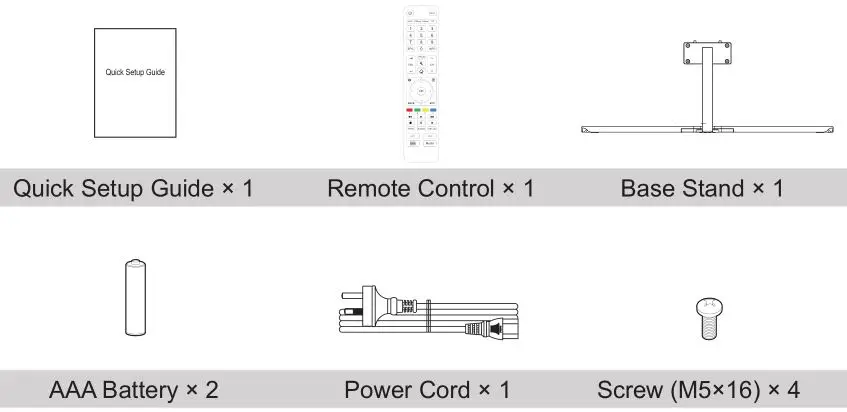 Hisense TV ES-A182404-1 - Accessories List