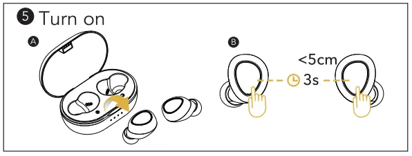 Tranya T3 True Wireless Earbuds -trun on