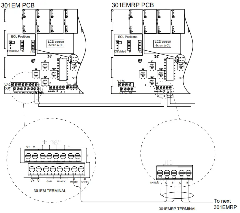 Honeywell 301EMRP Remote Panel with Horn-- Wiring Details
