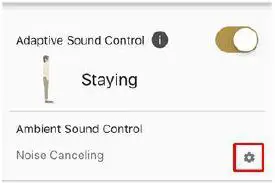 Adaptive Sound Control menu
