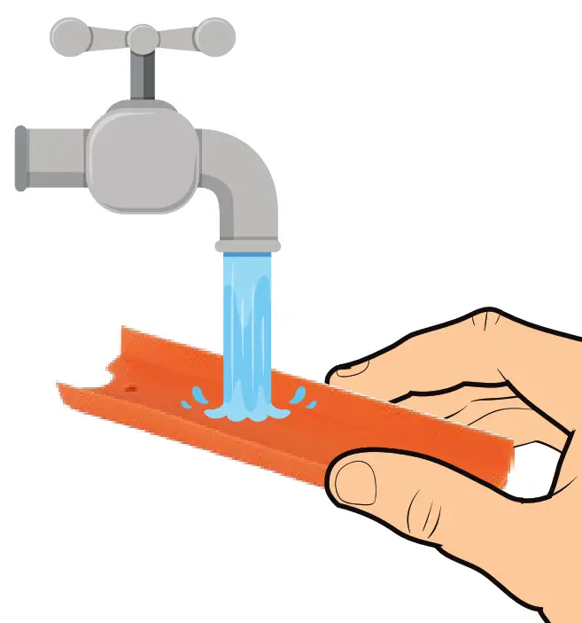 RINSE ALL PIECES CLEAN WITH TAP WATER