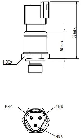 Sensata PTE 7100 Series Hermetic Analog Pressure Sensor - Electrical Connections 2