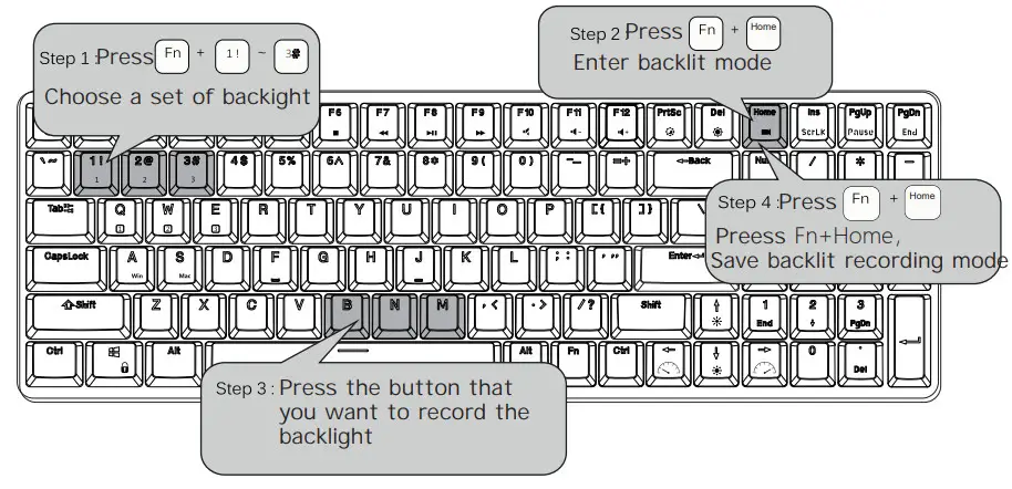 ROYAL KLUDGE RK68 Mechanical Keyboard - Backlight control method