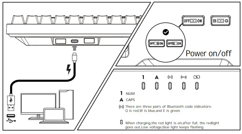 ROYAL KLUDGE RK68 Mechanical Keyboard - Wired mode and charging