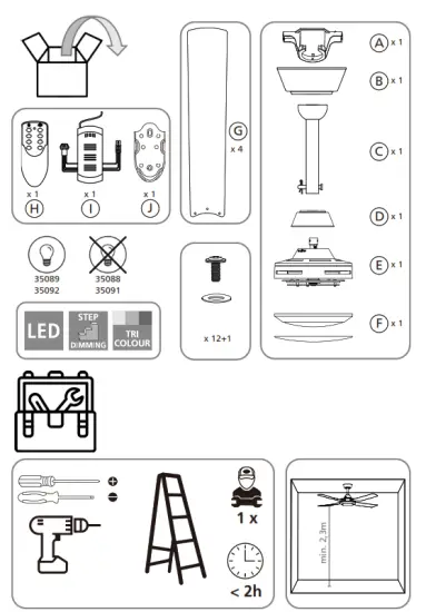 EGLO 35088 Bondi 1 Ceiling Fan - FIG