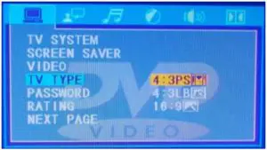 DVD SETUP MENU