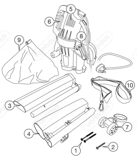VonHaus 2500105 3 in 1 Leaf Blower - COMPONENTS