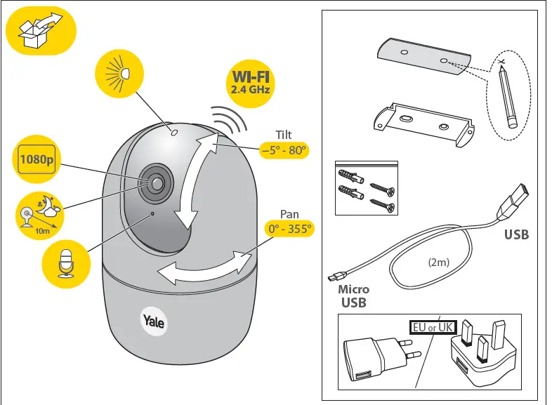 Yale PLv03 Indoor Wi-Fi Camera Pan & Tilt User- fig 1
