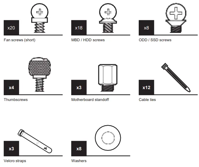 CORSAIR 4000D AIRFLOW Mid Tower PC Case - ACCESSORY KIT