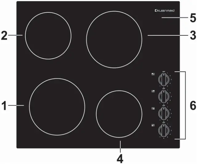 kleenmaid CCTB6020 60cm Ceramic Cooktop With Knob Control - Top Overview