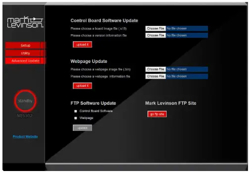 Mark Levinson Power Amplifier - ADVANCED UPDATE MENU