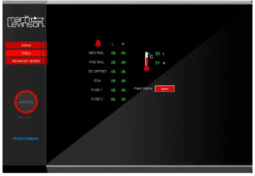 Mark Levinson Power Amplifier - UTILITY MENU