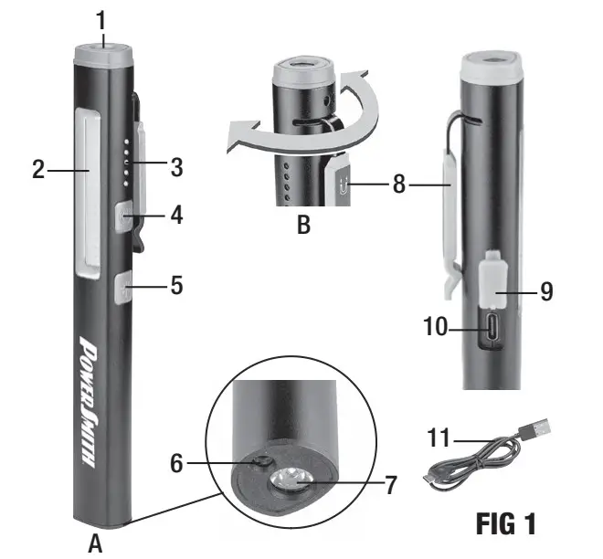 POWERSMITH PILP450UVL Rechargeable LED Inspection Pen - Parts