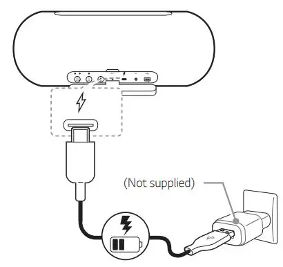 LG Portable Bluetooth Speaker Owner’s Manual - Charging with the AC adapter