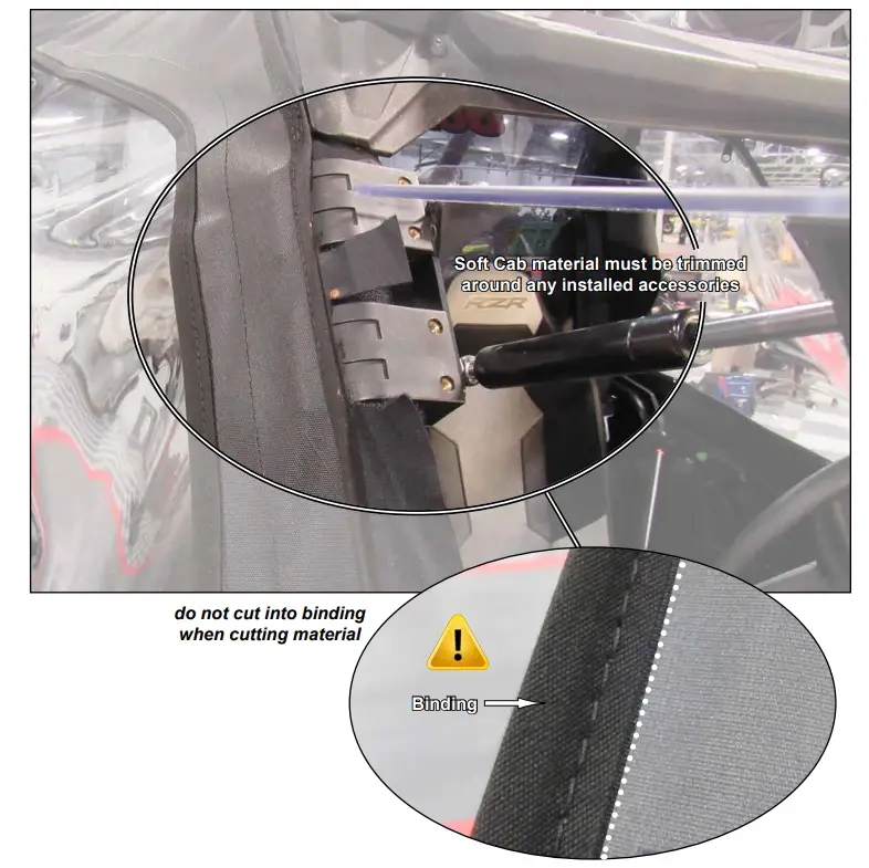 RZR XP 1000 Primal Soft Cab Enclosure Upper Doors Installation Instruction illustration