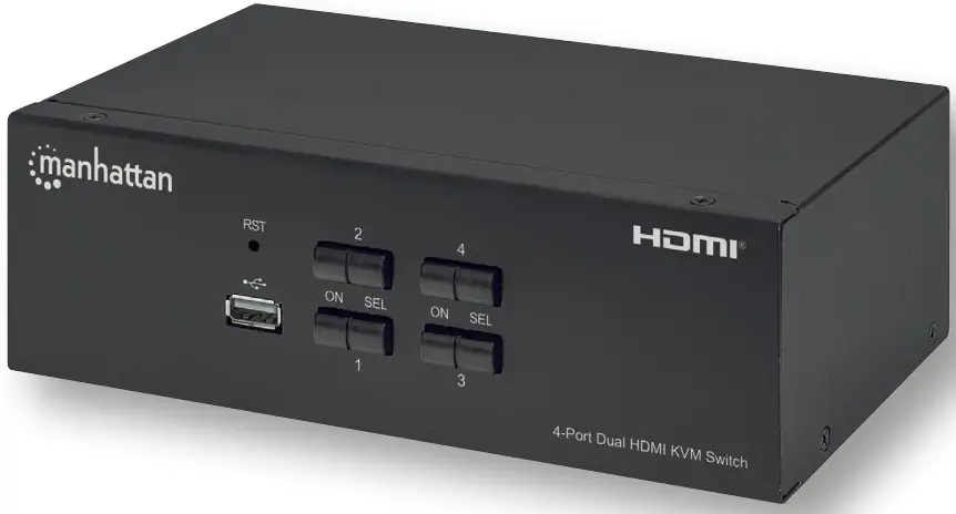 manhattan 153539 4 Port Dual Monitor HDMI KVM Switch
