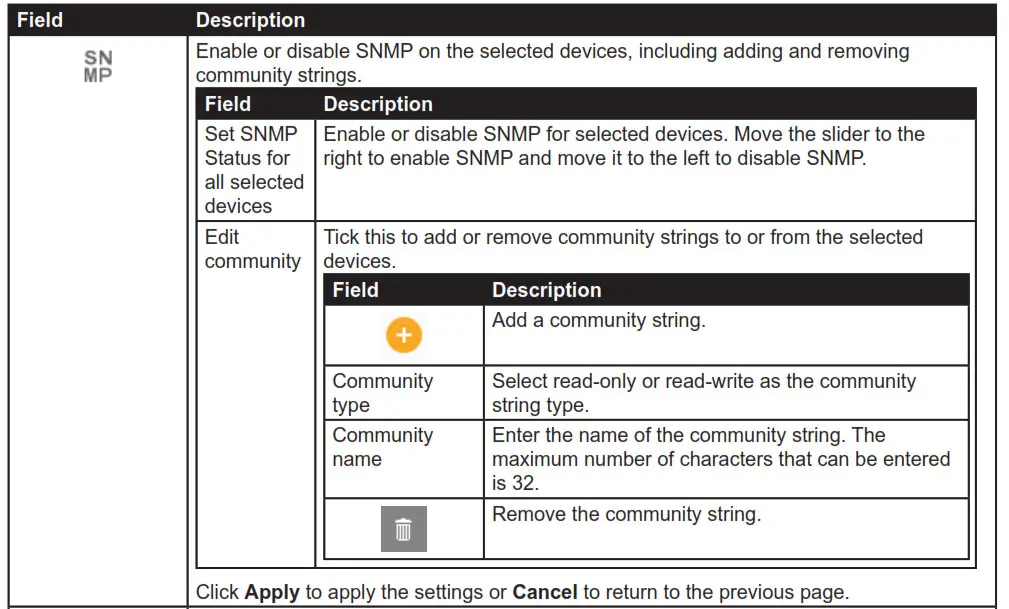 D-Link Network Assistant - Batch Settings Table 1