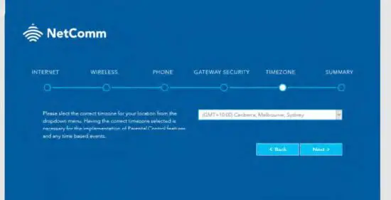 FIG 22 Using the first-time setup wizard timezone