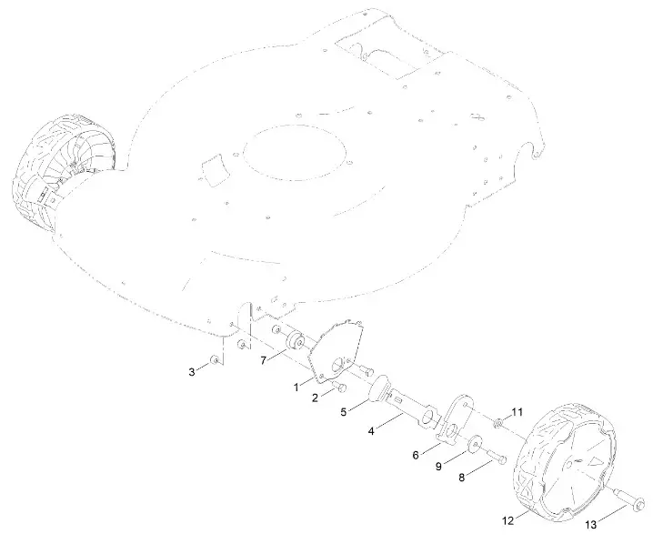 TORO 22in Recycler Lawn Mower - Front Wheel and Height-of-Cut Assembly