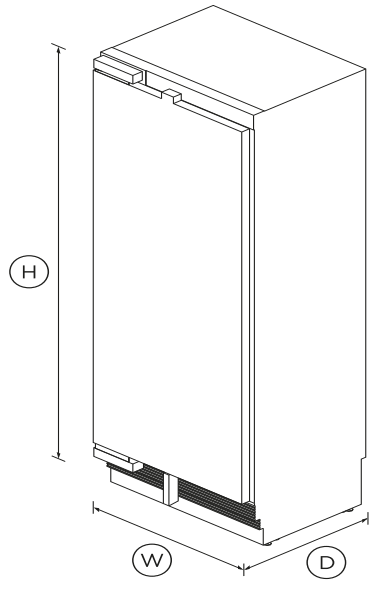 FISHER and PAYKEL RS3084FLJK1 30Inch Integrated Column Freezer - DIMENSIONS