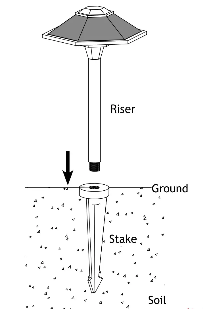 ASPL-3028-X-XX AMP Low Voltage Landscape Lighting - Install Riser to Stake