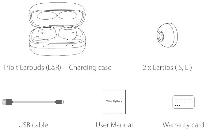 Tribit True Wireless Earbuds BTH90 - Box Content