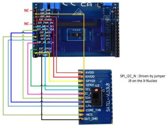ST X NUCLEO 53L8A1 Expansion Board - jumper with pin 1 and 2 connected