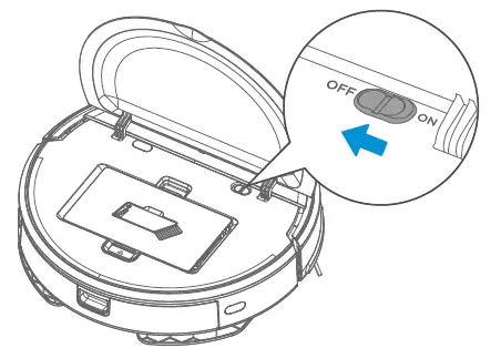 SAMSUNG R05R5050WK Series Powerbot Essential with 2-In-1 Vacuum Cleaning & Mopping Power ON OFF 1