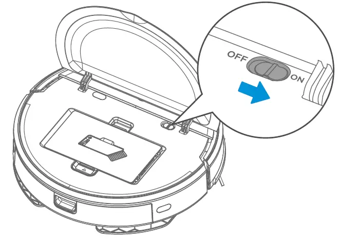 SAMSUNG R05R5050WK Series Powerbot Essential with 2-In-1 Vacuum Cleaning & Mopping Power ON OFF
