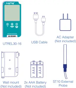 LogTag UTREL3016 Temperature Data Logger - items shown