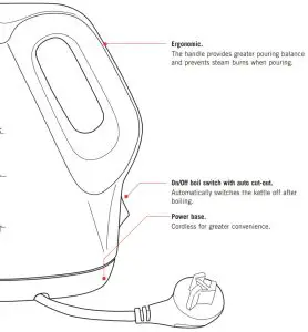 Sunbeam KE1400 Express Corded - 1.4 litre corded kettle - Cord storage cavity 2