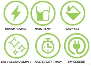 DAEWOO FLR00054 Hurricane Cat 3 Carpet Washer 1000W Upright Carpet Cleaner - 1