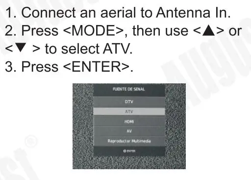 August DA100D 10.1 Inch HD Digital Analogue TV and Multimedia Player User Manual - Analogue TV