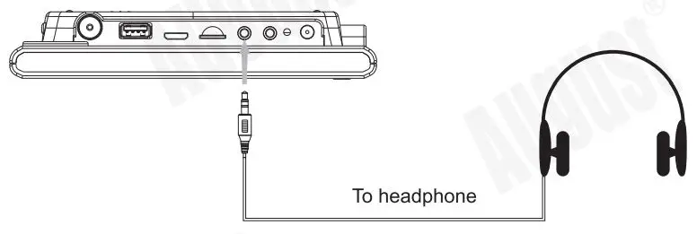 August DA100D 10.1 Inch HD Digital Analogue TV and Multimedia Player User Manual - Connecting headphones