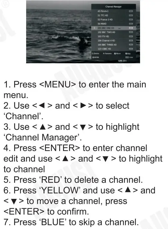 August DA100D 10.1 Inch HD Digital Analogue TV and Multimedia Player User Manual - DTV Channel Manager