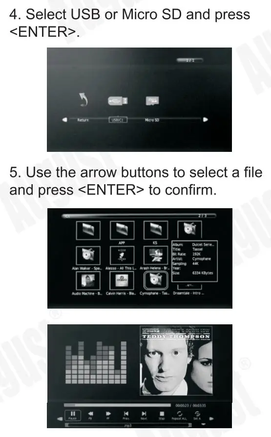 August DA100D 10.1 Inch HD Digital Analogue TV and Multimedia Player User Manual - Media Player