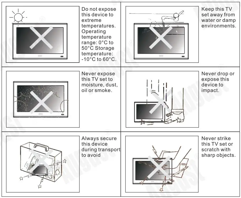 August DA100D 10.1 Inch HD Digital Analogue TV and Multimedia Player User Manual - Storage and Use
