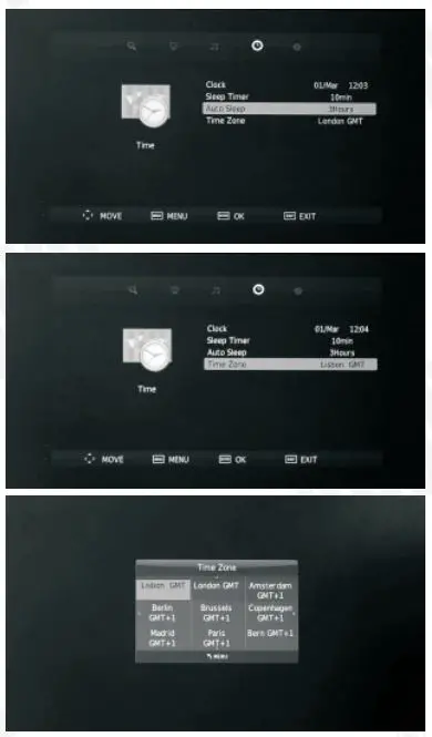 August DA100D 10.1 Inch HD Digital Analogue TV and Multimedia Player User Manual - Time Settings