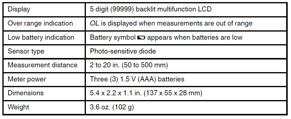 General Specifications