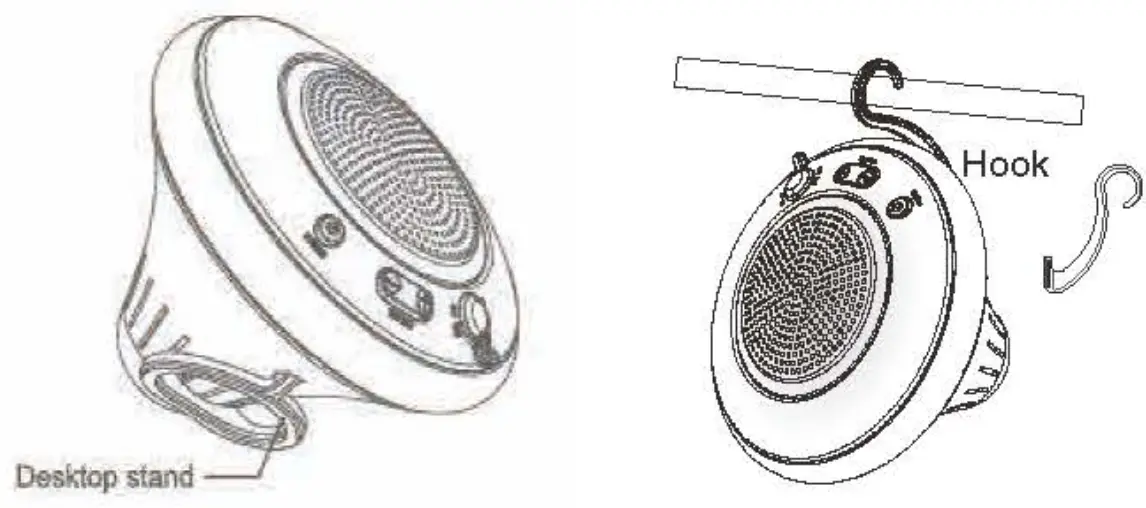 SYLVANIA SP1000 IPX7 Light Up Waterproof Floating Bluetooth Speaker - hook