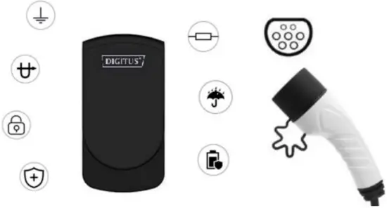DIGITUS MIDA EVST 11KW 3 Phase Wall Box 11KW with 5m Standard Charger Cable - FIG 1