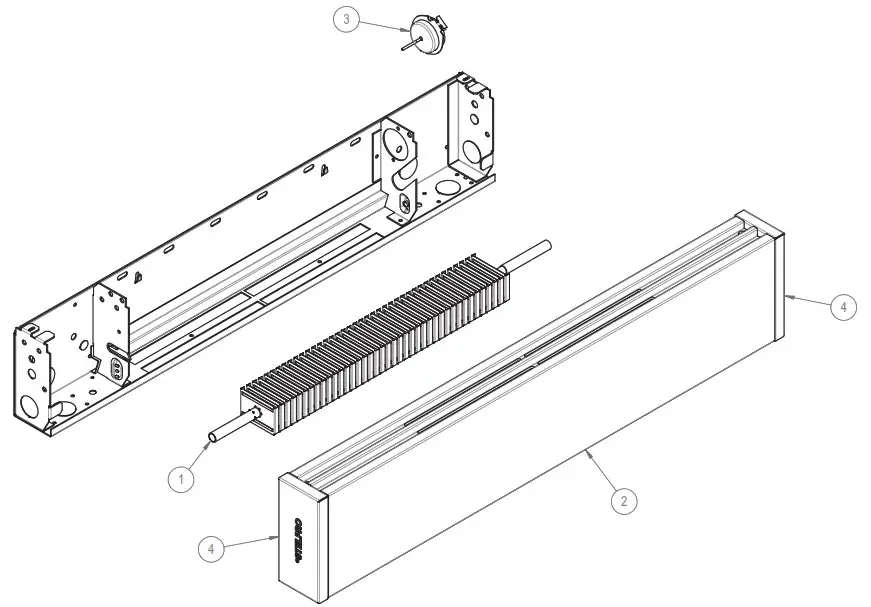 STELPRO AALUX121102W Aluminum Mini Architectural Baseboard - REPLACEMENT COMPONENT LIST