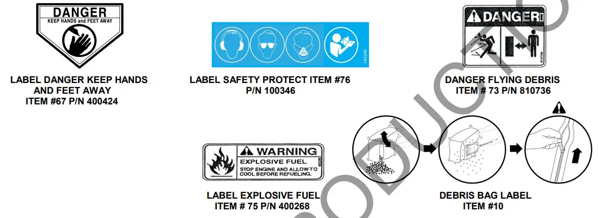 BILLY GOAT LB352 LB Vacuum Cleaner - INSTRUCTION LABELS