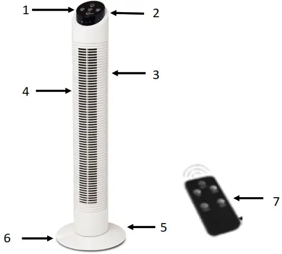 Goldair GCTF380 91cm Tower Fan - Components