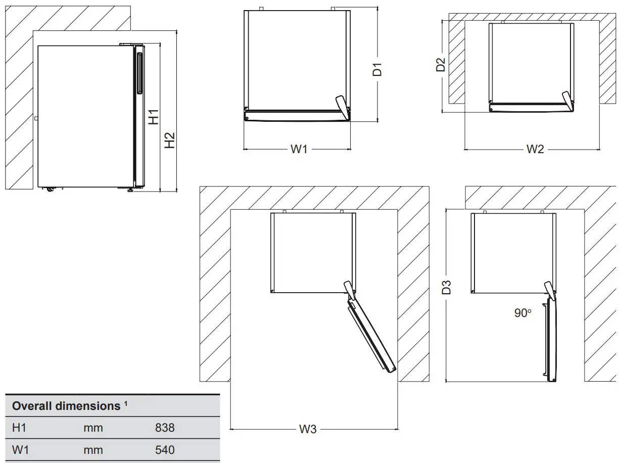 oceanic OCEARTT121S Freezer and Fridge User Manual - Dimensions