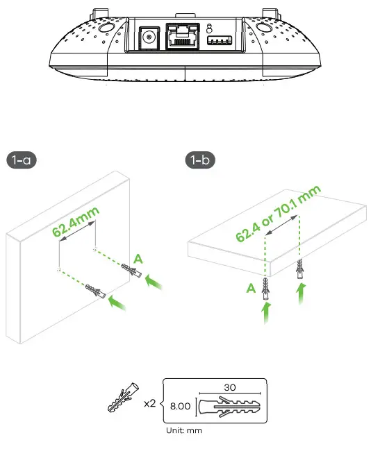 ZYXEL NWA50AX 11ax (WiFi6) Dual-Radio PoE Access Point - wall