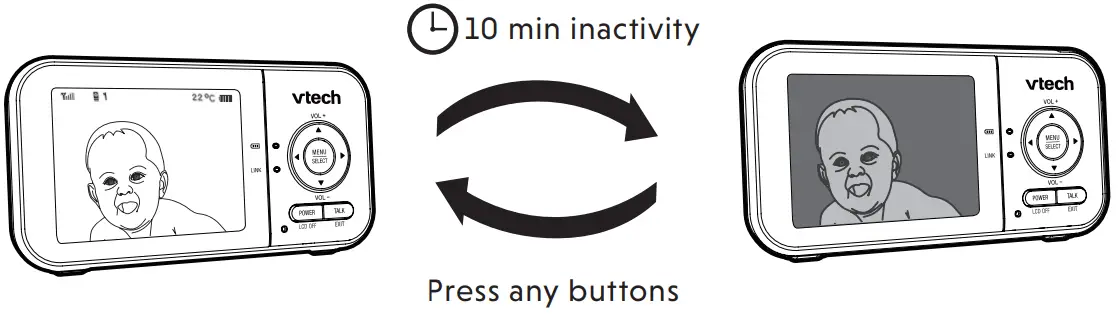 vtech VM819 Video Baby Monitor - Press any buttons