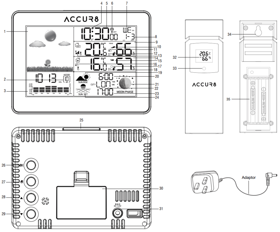 ACCUR8 YD8230A 4UK BL Weather Forecast Station